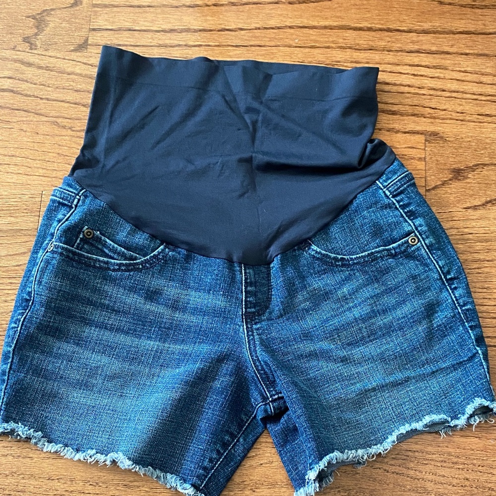 Women's Blue Denim Maternity Shorts